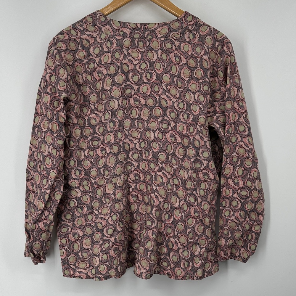 Flax Linen Multicolor Circular Pattern Blouse/Jac… - image 5